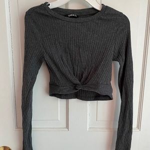 Grey crop knot long sleeve